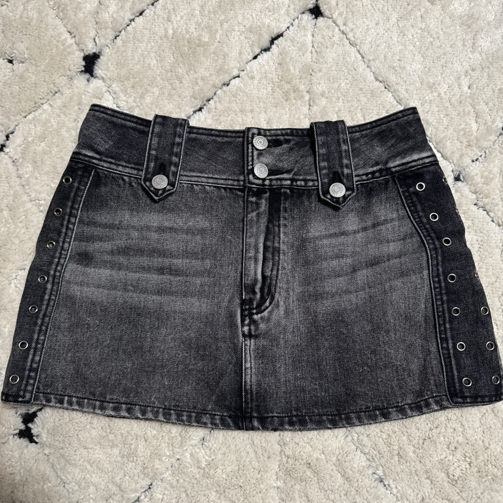 Black Denim Mini Skirt